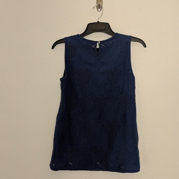 Vineyard Vines Navy Eyelet Knit Mix Top - Picture 2 of 8